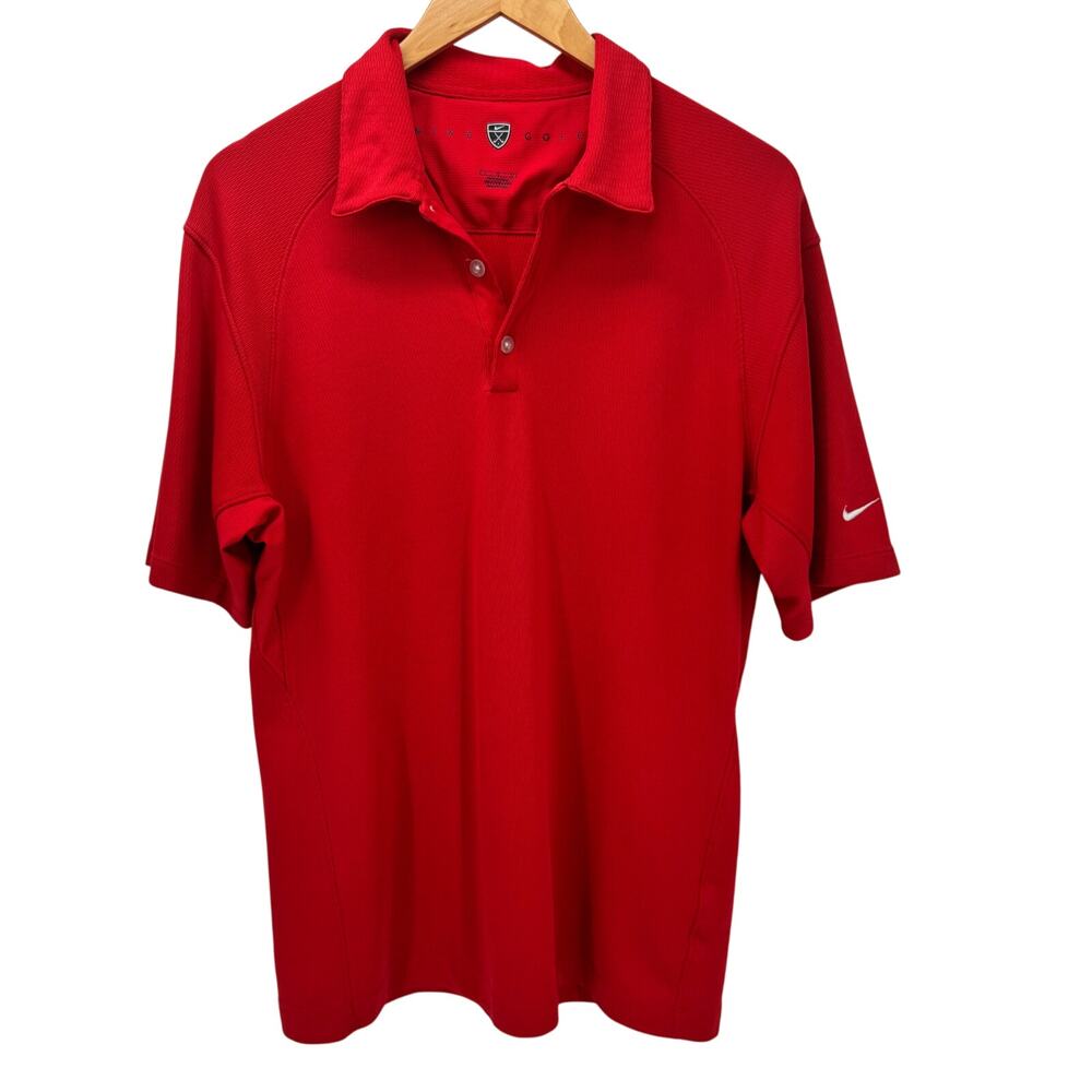 Nike Golf Polo Shirt Mens Large Red Short Sleeve Fit Dry Activewear